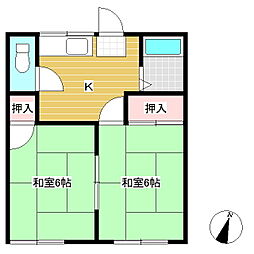 フレグランス中丘 2Kの間取図画像