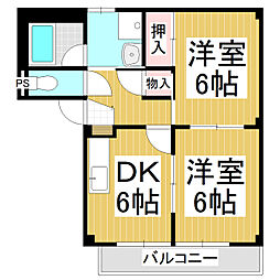 コーポ・シャルマン 2DKの間取図画像