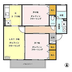コンフォートしなの木通り 2LDKの間取図画像