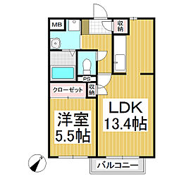 オードリー 1LDKの間取図画像