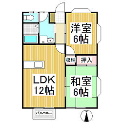 ハーベスト中之条A 2LDKの間取図画像