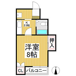 メゾンAK 1Kの間取図画像