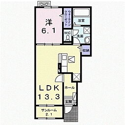 アップヒルズ2 1LDKの間取図画像
