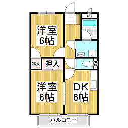 サンライズうえだ 2DKの間取図画像