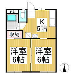 小川原マンション 2Kの間取図画像