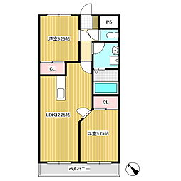 リッツ・プレメゾン2003 2LDKの間取図画像