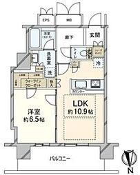北浜ミッドタワー 1LDKの間取図画像