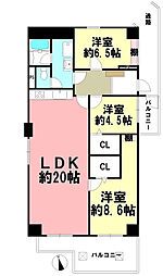 ハッコー佐倉マンション 3LDKの間取図画像