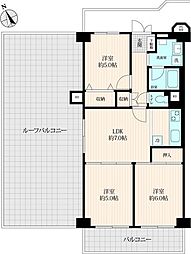 六高台サンハイツB棟 3DKの間取図画像