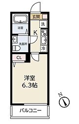アザーレ・クオン伊勢原 1Kの間取図画像