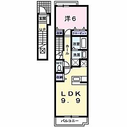 アクティフ長府1 1LDKの間取図画像