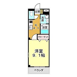 サンエバー貴船 1Kの間取図画像