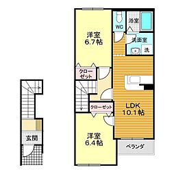 ウィステリア王司2番館 2LDKの間取図画像