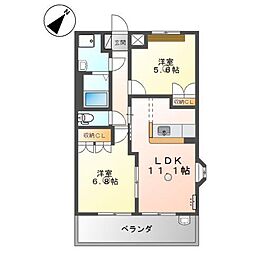 シャルマンコートジュネス 2LDKの間取図画像
