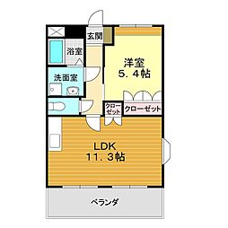 メゾンボヌール 1LDKの間取図画像