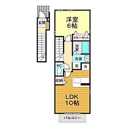 シャトレ桜1 1LDKの間取図画像