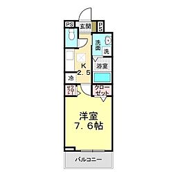 ジェルメゾン 1Kの間取図画像