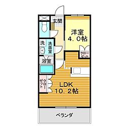 アシューレ伊倉 1LDKの間取図画像
