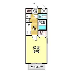 カーサ・ソレアード2番館 1Kの間取図画像