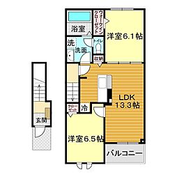 ウィル2 2LDKの間取図画像
