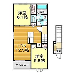 スカイヒルズI 2LDKの間取図画像