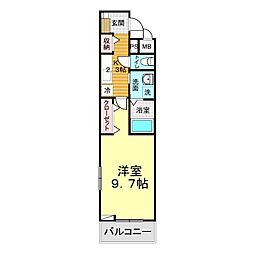 青龍シャトー 1Kの間取図画像