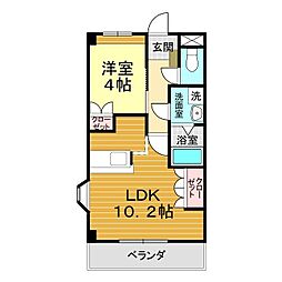 アシューレ伊倉 1LDKの間取図画像