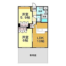 SunForesty前泉 2LDKの間取図画像