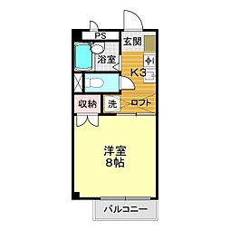 ジュネス一の宮 1Kの間取図画像