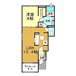 ハピネス 1LDKの間取図画像