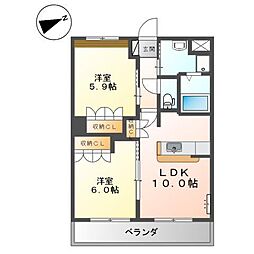 グローリーガーデン 2LDKの間取図画像