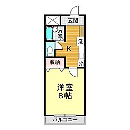 シャン・ド・フレーズ 1Kの間取図画像