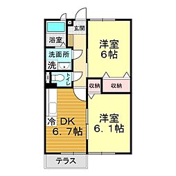 ファミール岡本2 2DKの間取図画像