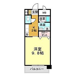 ラフィーネ不動今井 1Kの間取図画像
