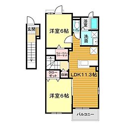 アプリコット2 2LDKの間取図画像