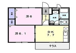 サンドミール 2DKの間取図画像