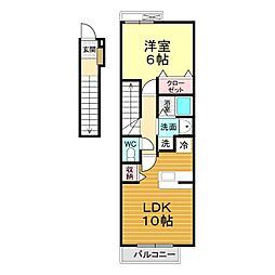 リジェールプラースA 1LDKの間取図画像