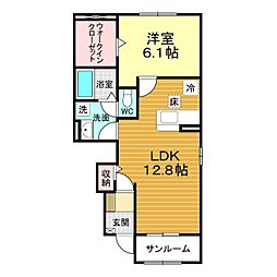 リヴァーサ御堀2 1LDKの間取図画像