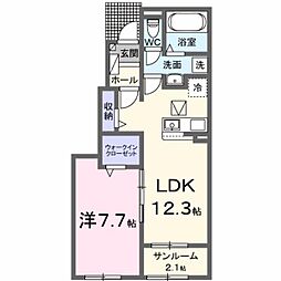 黒川アパート 1LDKの間取図画像