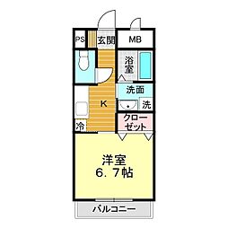 ラ・メゾン・カシェ 1Kの間取図画像