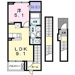 ララ・ヴィコロY 1LDKの間取図画像