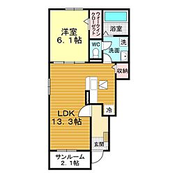 平井アパート B 1LDKの間取図画像