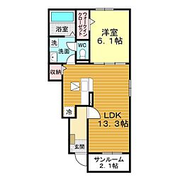平井アパート B 1LDKの間取図画像