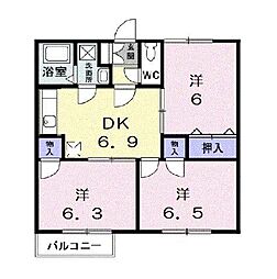 ニューアメニティハイツ 3DKの間取図画像