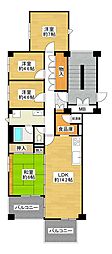 八尾南ハウスB棟 4LDKの間取図画像