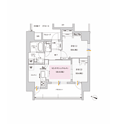 プレサンスロジェ梅田North 2LDKの間取図画像