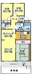 川越グリーンパークN-1 3LDKの間取図画像