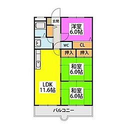 博多の森南 3LDKの間取図画像