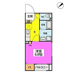 AXISVILLA 1Kの間取図画像