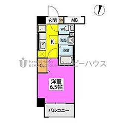 SOL周船寺 1Kの間取図画像